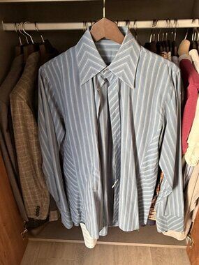 J. Lindeberg Blue Striped Button-Up Shirt – L